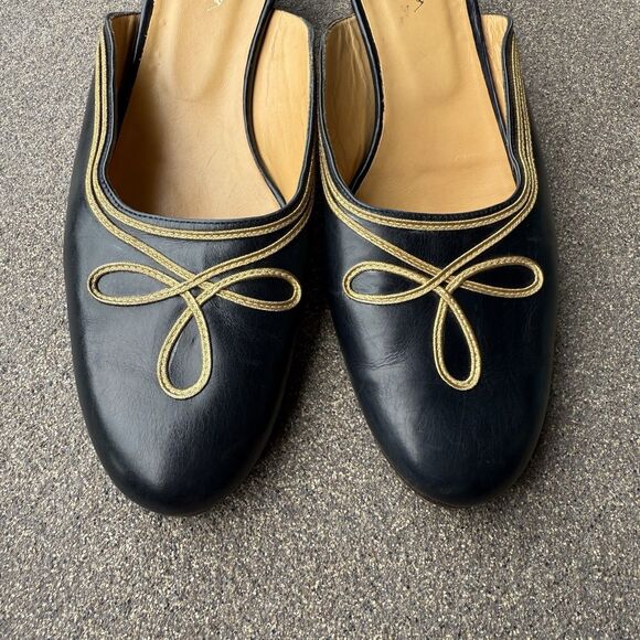 RALPH LAUREN 80’s Navy Blue Leather Military Nautical Mules Loafers 10B ITALY! - Picture 5 of 8